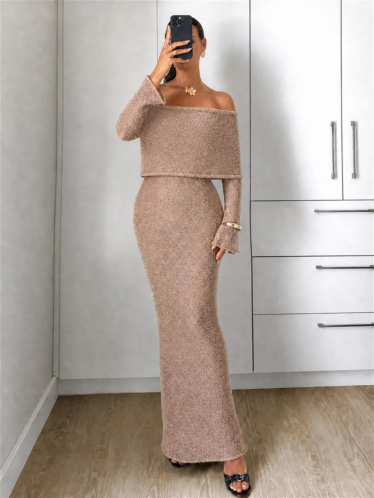DayGala Long-Sleeve Midi Dress – Cozy Everyday Elegance